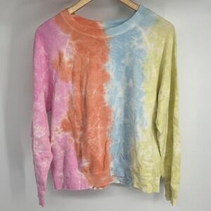 Old Navy Tie Dye Sweatshirt Pullover Long Sleeve Pink Orange Blue Yellow Size M